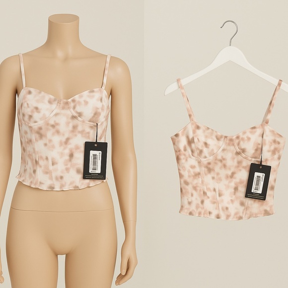 Light Pink Tie Dye Print Structured Corset Top - Picture 1 of 4